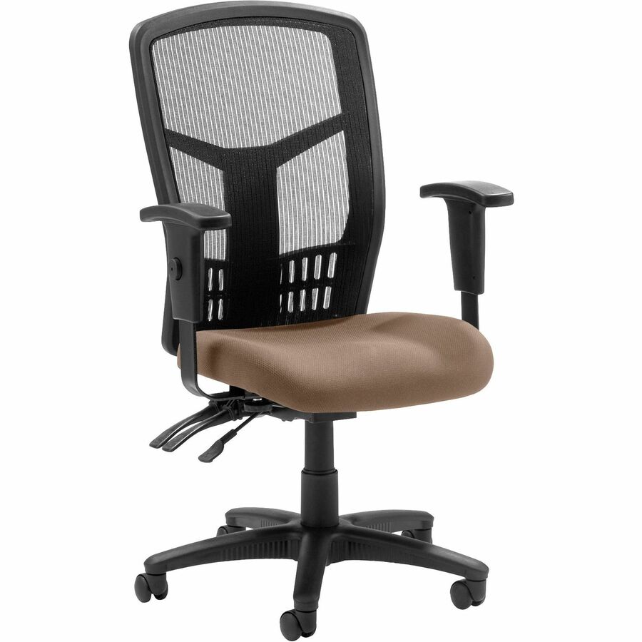 Lorell Executive High-back Mesh Chair - Fuse Malted Seat Color - Fabric Seat Material - Gray Back Color - Black Frame Color - Steel, Plastic Frame Material - High Back - 5-star Base - Armrest - 1 Each