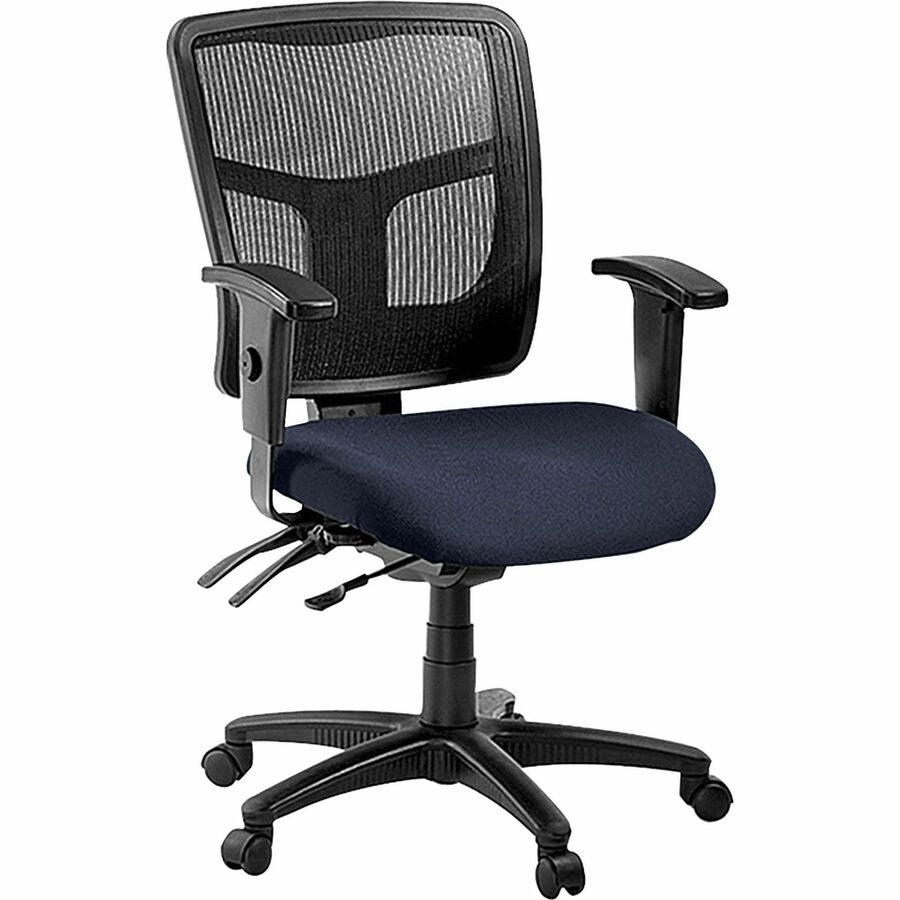 Lorell ErgoMesh Series Managerial Mid-Back Chair - Periwinkle Blue Seat Color - Fabric Seat Material - Black Back Color - Black Frame Color - 5-star Base - 1 Each