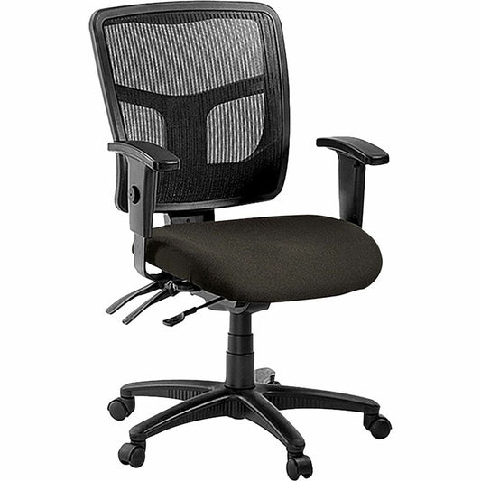 Lorell ErgoMesh Series Managerial Mid-Back Chair - Fuse Pepper Seat Color - Fabric Seat Material - Black Back Color - Black Frame Color - 5-star Base - 1 Each