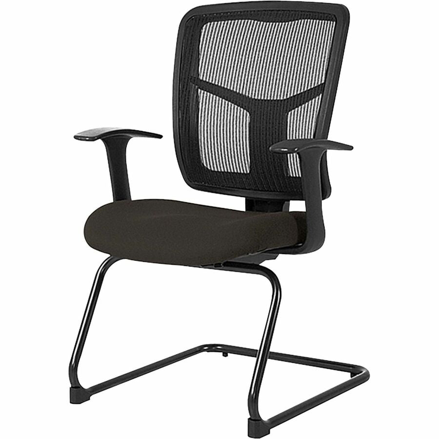 Lorell ErgoMesh Series Mesh Side Arm Guest Chair - Fuse Pepper Seat Color - Fabric Seat Material - Black Back Color - Mesh Back Material - Cantilever Base - 1 Each