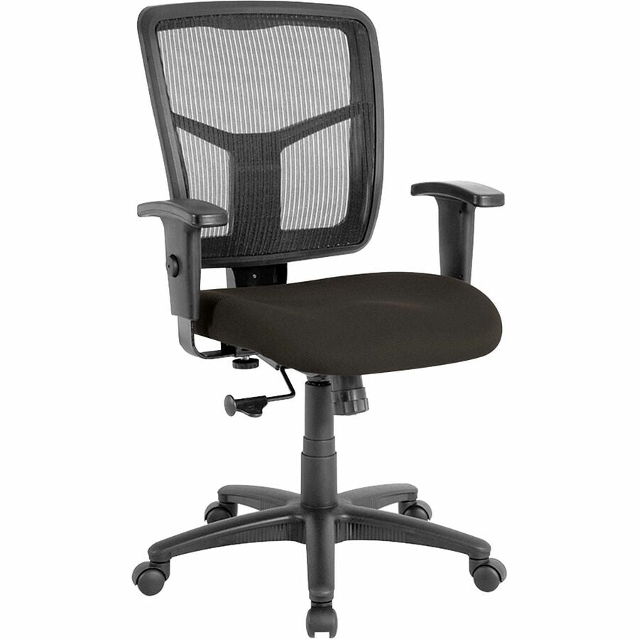 Lorell Managerial Mesh Mid-back Chair - Fuse Pepper Seat Color - Fabric Seat Material - Black Back Color - Black Frame Color - 5-star Base - 1 Each