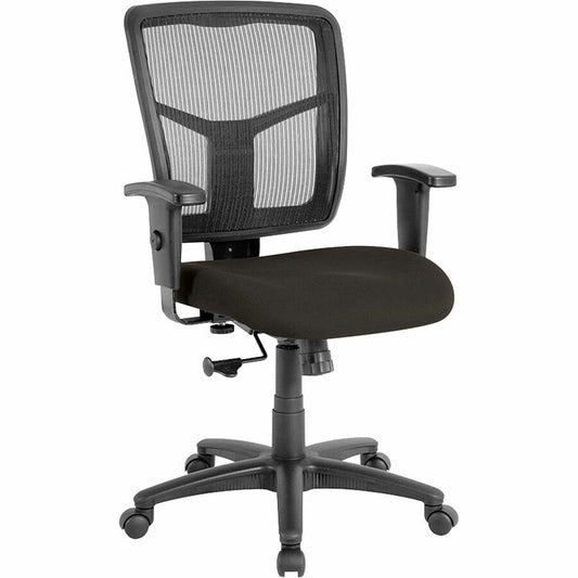 Lorell Managerial Mesh Mid-back Chair - Fuse Pepper Seat Color - Fabric Seat Material - Black Back Color - Black Frame Color - 5-star Base - 1 Each