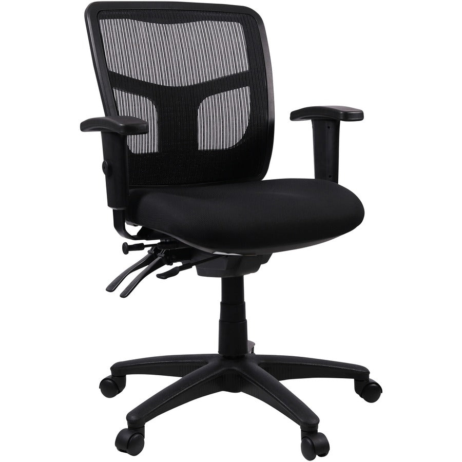Lorell Ergomesh Swivel Mesh Mid-back Office Chair - Black Seat Color - Fabric Seat Material - Black Back Color - Black Frame Color - 5-star Base - Black - 1 Each