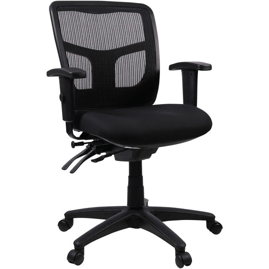Lorell Ergomesh Swivel Mesh Mid-back Office Chair - Black Seat Color - Fabric Seat Material - Black Back Color - Black Frame Color - 5-star Base - Black - 1 Each