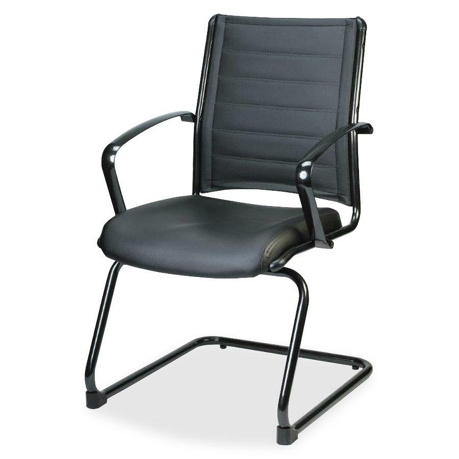 Eurotech europa LE333TNM Guest Chair - Black Seat Color - Leather Seat Material - Black Back Color - Leather Back Material - Titanium Frame Color - 1 Each