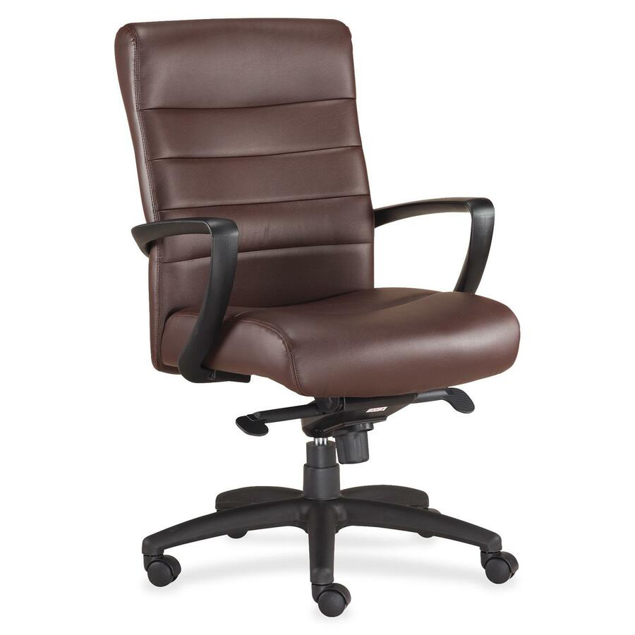 Eurotech Manchester Mid Back Executive Chair - Brown Seat Color - Leather Seat Material - Brown Back Color - Leather Back Material - Steel Frame Material - 5-star Base - 1 Each