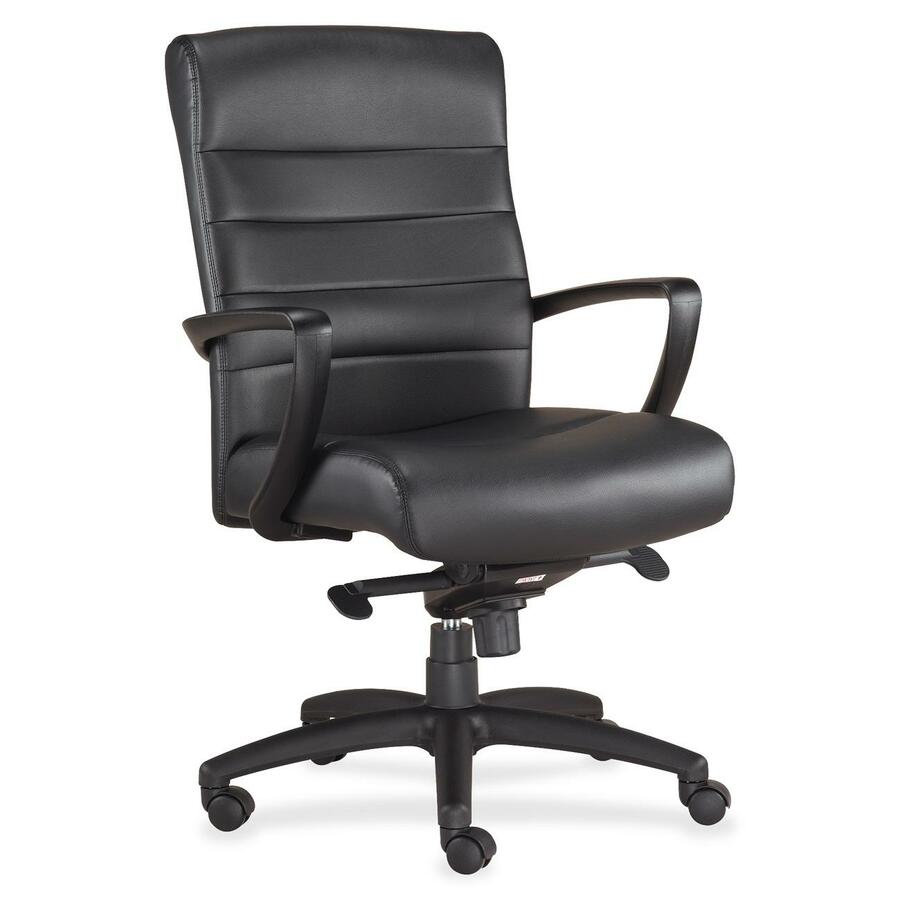 Eurotech Manchester Mid Back Executive Chair - Black Seat Color - Leather Seat Material - Black Back Color - Leather Back Material - Steel Frame Material - 5-star Base - 1 Each