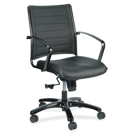 Eurotech Europa Titanium Frame Executive Chair - Black Seat Color - Leather Seat Material - Black Back Color - Leather Back Material - Titanium Frame Color - 5-star Base - 1 Each