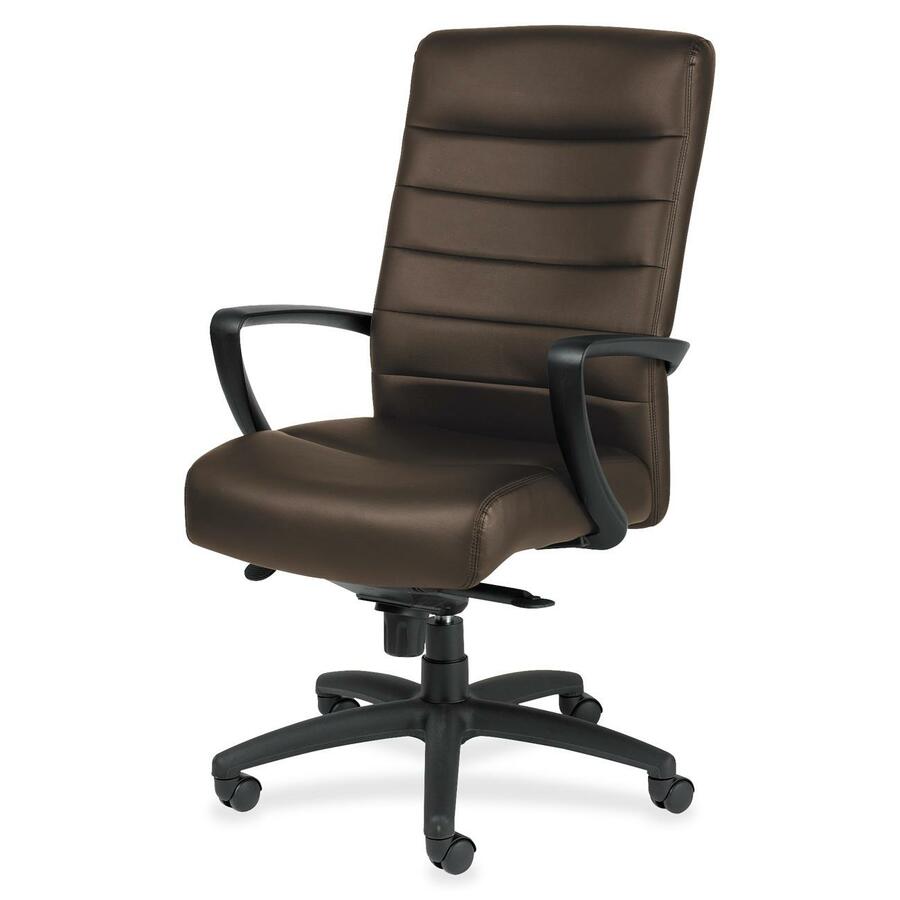 Eurotech Manchester High Back Executive Chair - Brown Seat Color - Leather Seat Material - Brown Back Color - Leather Back Material - Steel Frame Material - 5-star Base - 1 Each