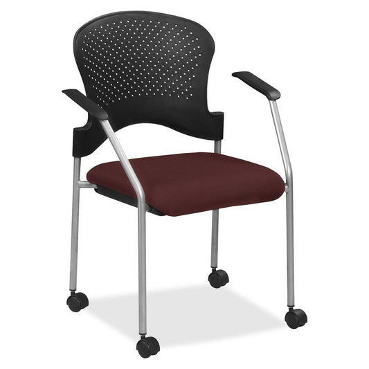 Eurotech Breeze Chair with Casters - Burgundy Seat Color - Fabric Seat Material - Burgundy Back Color - Gray Frame Color - Steel Frame Material - Four-legged Base - Perfection Burgundy - 1 Each