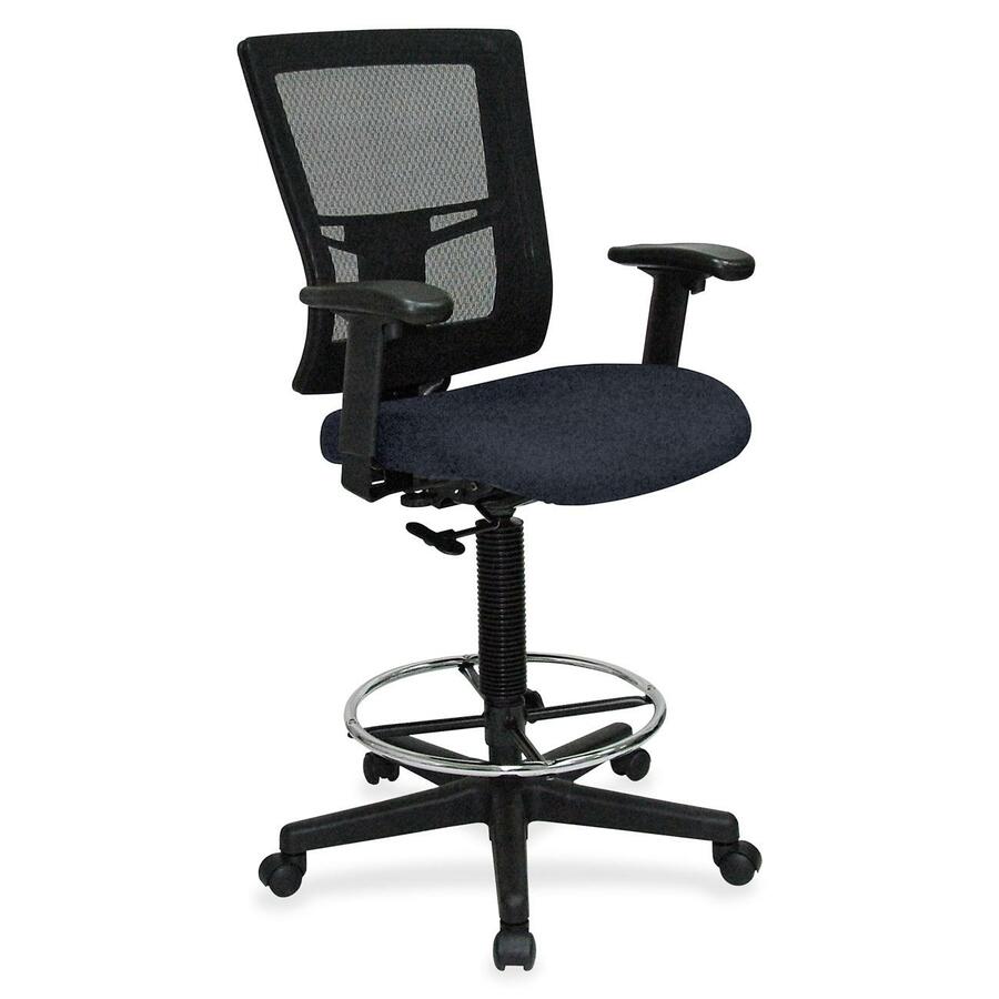 Lorell Mesh Back Drafting Stool - Perfection Navy Seat Color - Black Frame Color - 1 Each