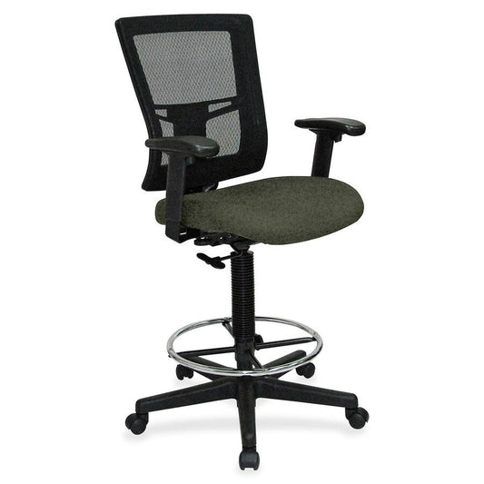 Lorell Mesh Back Drafting Stool - Perfection Olive Green Seat Color - Black Frame Color - 1 Each