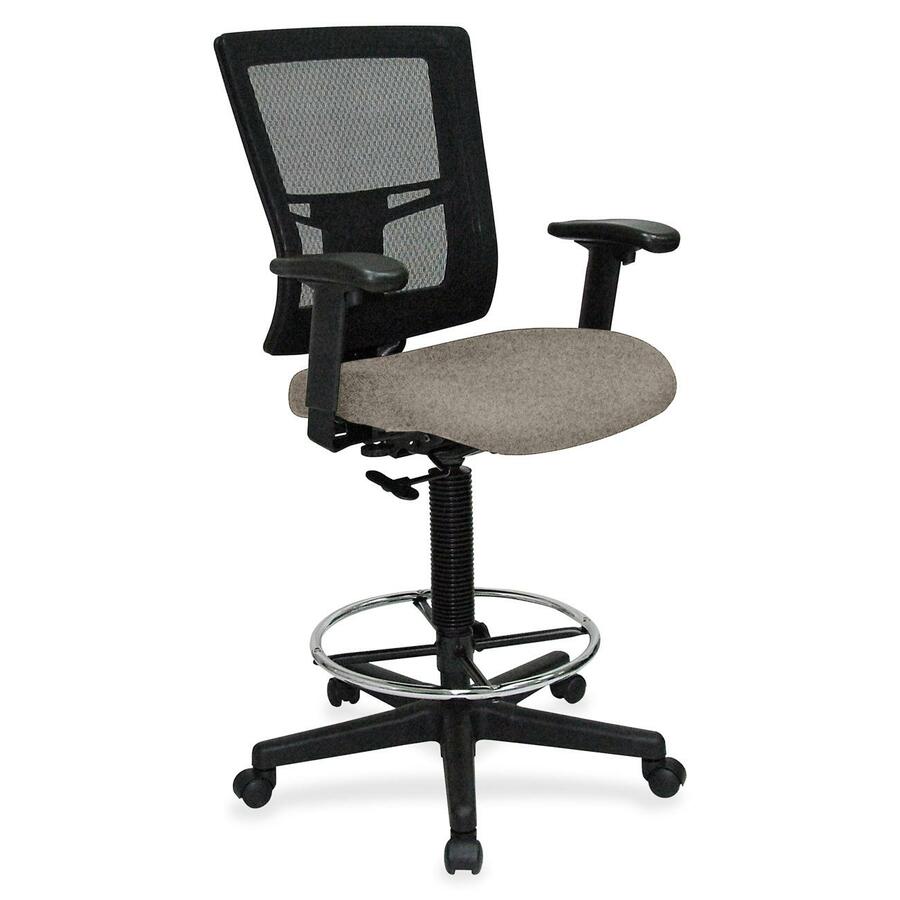 Lorell Mesh Back Drafting Stool - Fossil Seat Color - Black Frame Color - 1 Each