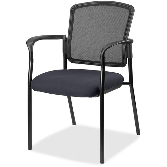 Lorell Mesh Back Stackable Guest Chair - Fuse Azurean Seat Color - Black Frame Color - 1 Each