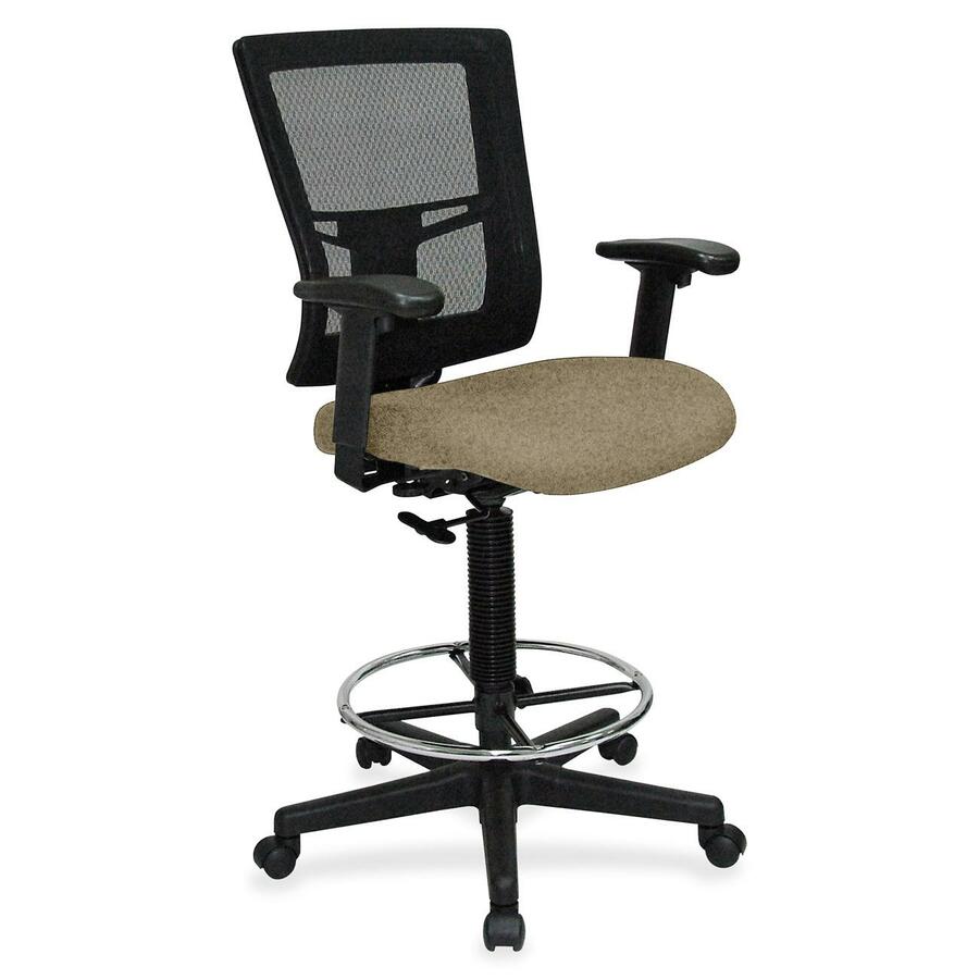 Lorell Mesh Back Drafting Stool - Expo Latte Seat Color - Black Frame Color - 1 Each
