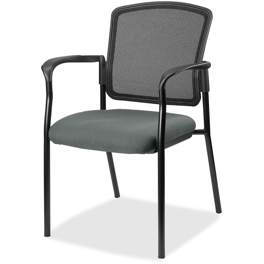 Lorell Mesh Back Stackable Guest Chair - Expo Fog Seat Color - Black Frame Color - 1 Each