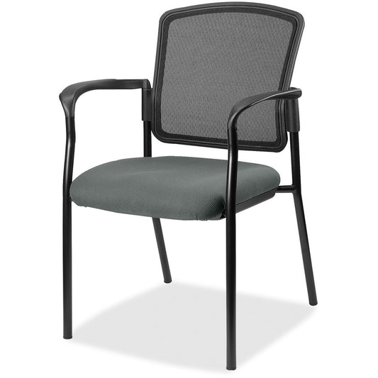 Lorell Mesh Back Stackable Guest Chair - Expo Fog Seat Color - Black Frame Color - 1 Each