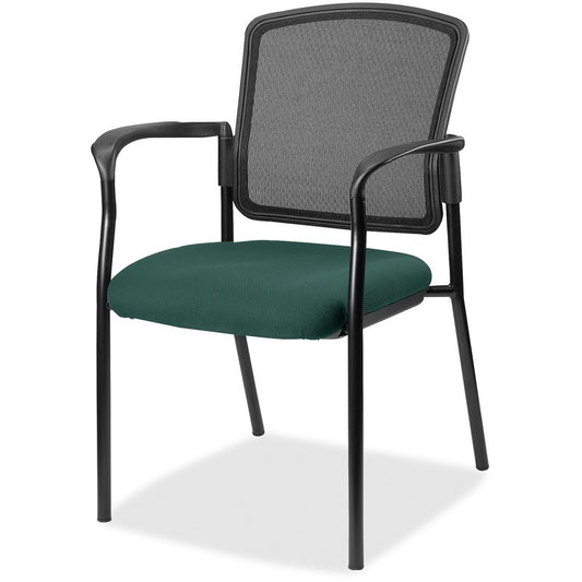 Lorell Mesh Back Stackable Guest Chair - Forte Chive Seat Color - Black Frame Color - 1 Each
