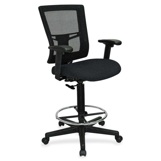 Lorell Mesh Back Drafting Stool - Insight Ebony Seat Color - Black Frame Color - 1 Each