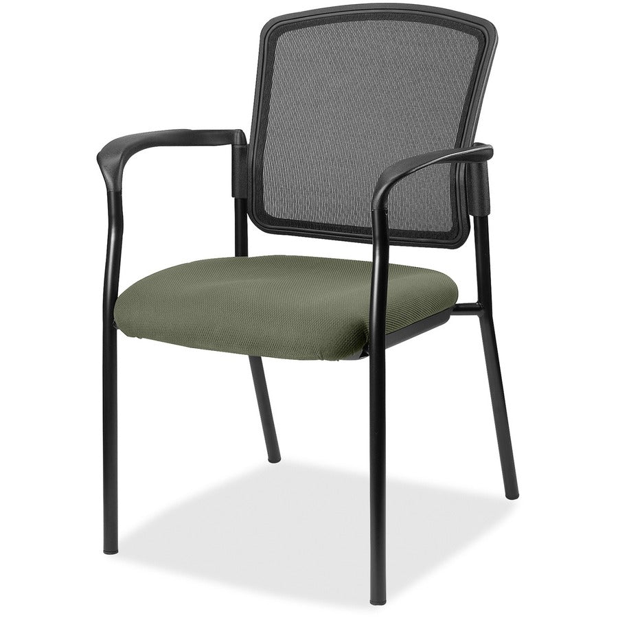 Lorell Mesh Back Stackable Guest Chair - Shire Sage Seat Color - Black Frame Color - 1 Each
