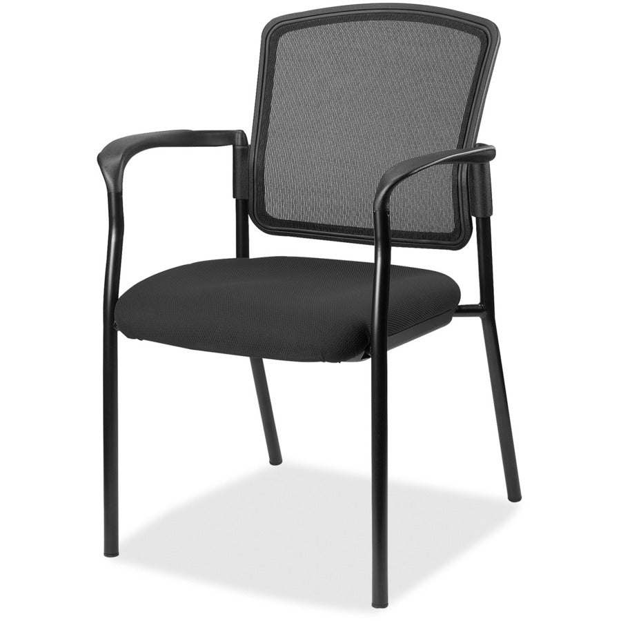 Lorell Mesh Back Stackable Guest Chair - Expo Tuxedo Seat Color - Black Frame Color - 1 Each