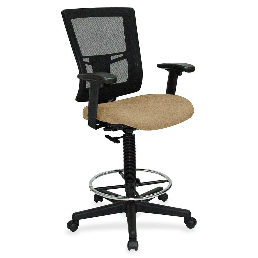 Lorell Mesh Back Drafting Stool - Perfection Beige Seat Color - Black Frame Color - 1 Each