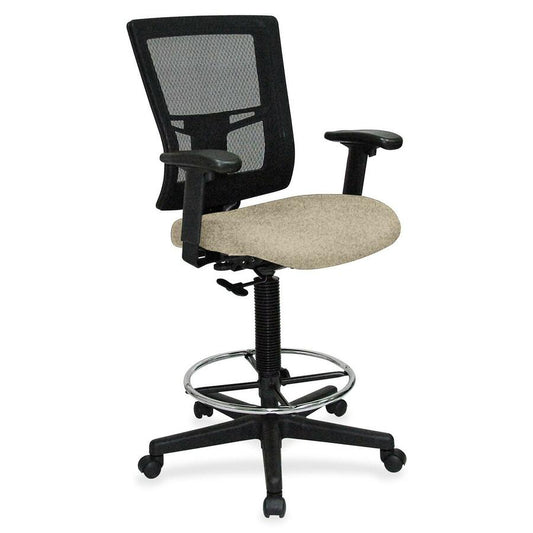 Lorell Mesh Back Drafting Stool - Shire Travertine Seat Color - Black Frame Color - 1 Each