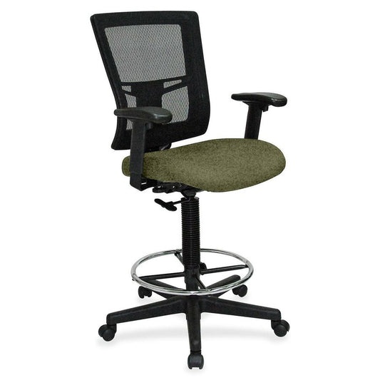 Lorell Mesh Back Drafting Stool - Expo Leaf Seat Color - Black Frame Color - 1 Each