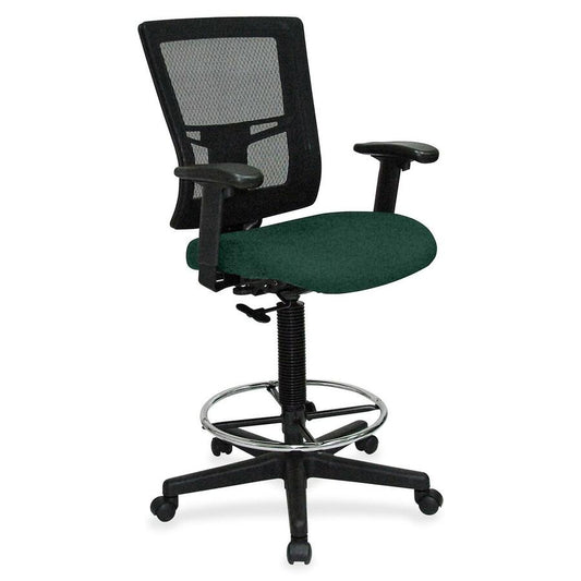 Lorell Mesh Back Drafting Stool - Insight Forest Seat Color - Black Frame Color - 1 Each