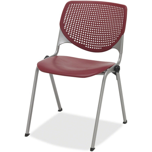 KFI 2300 Kool Series - Burgundy Seat Color - Polypropylene Seat Material - Burgundy Back Color - Polypropylene, Aluminum Alloy Back Material - Silver, Powder Coated Frame Color - Steel Frame Material - Four-legged Base - Armrest - 1 Each