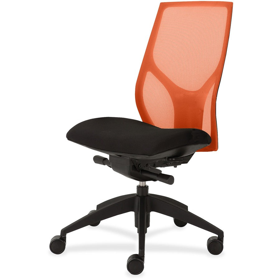 9 to 5 Seating Vault 1460 Armless Task Chair - Onyx Seat Color - Orange Back Color - 5-star Base - 1 Each
