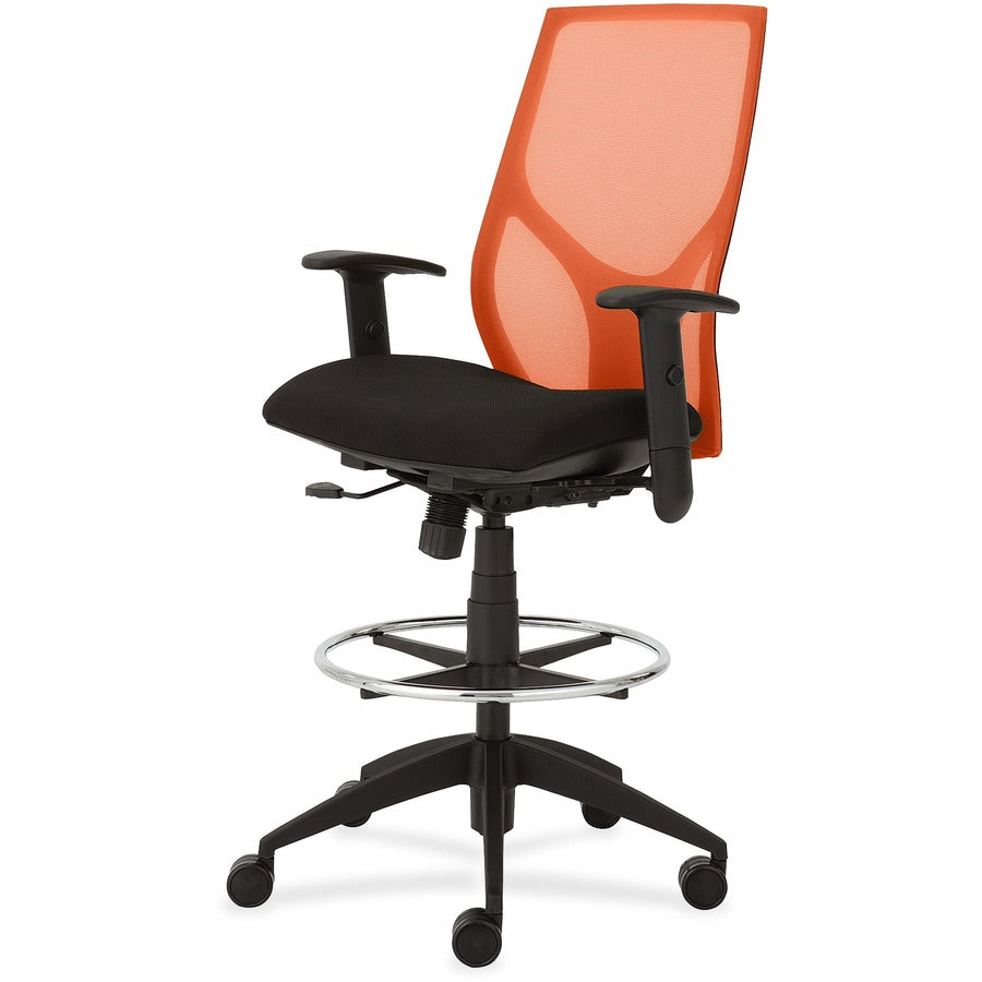9 to 5 Seating Vault 1468 Task Stool - Onyx Seat Color - Orange Back Color - 5-star Base - 1 Each