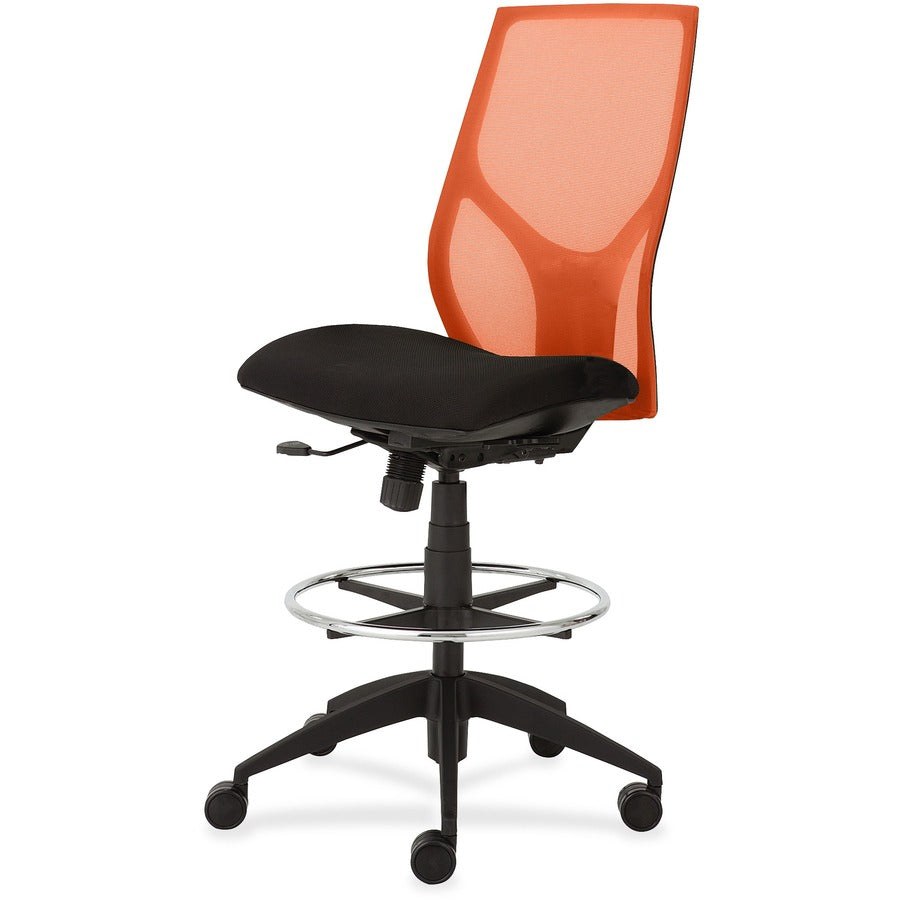 9 to 5 Seating Vault 1468 Armless Task Stool - Onyx Seat Color - Orange Back Color - 5-star Base - 1 Each