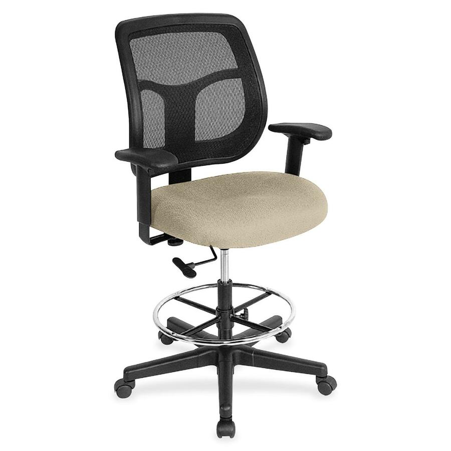 Eurotech Apollo DFT9800 Drafting Stool - Travertine Seat Color - Fabric Seat Material - 5-star Base - Shire Travertine - 1 Each