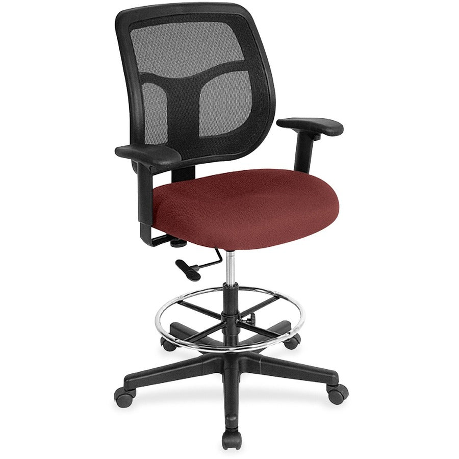 Eurotech Apollo DFT9800 Drafting Stool - Carmine Seat Color - Fabric Seat Material - 5-star Base - Fuse Carmine - 1 Each