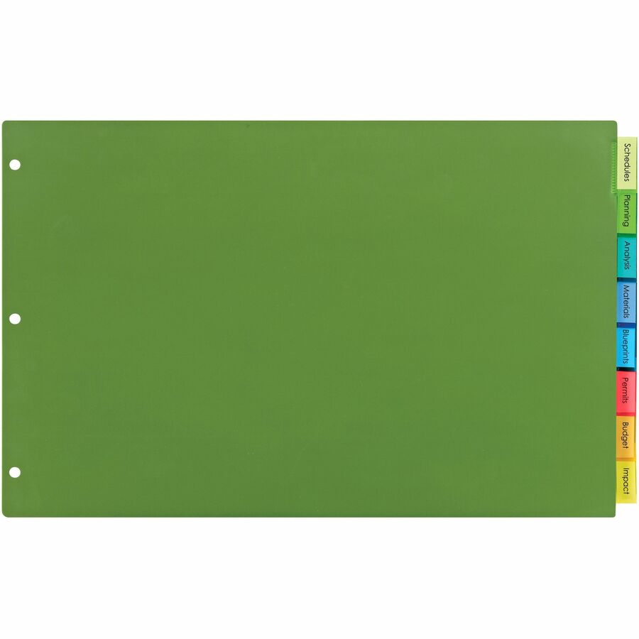Avery&reg, Big Tab Index Divider - 8 x Divider(s) - Write-on, Print-on Tab(s) - 8 - 8 Tab(s)/Set - 11" Divider Width x 17" Divider Length - 3 Hole Punched - Multicolor Plastic Divider - Multicolor Plastic Tab(s) - Sturdy, Durable, Tear Resistant, Hole...