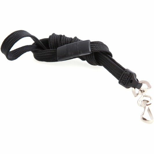 SICURIX Plastic Hook Breakaway Lanyard - J-Hook Attachment - 36" Length - Black - Nylon, Plastic, Steel - 12 / Pack