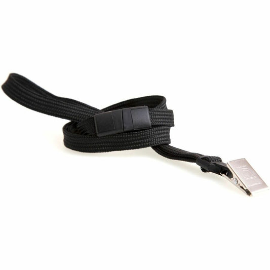 SICURIX Safety Breakaway Lanyard - Clasp Attachment - 36" Length - Black - Nylon, Steel - 12 / Pack