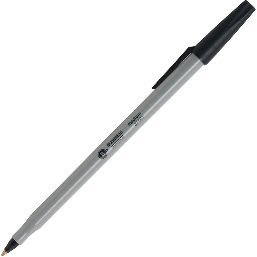 Business Source Bulk Pack Ballpoint Stick Pens - Black Ink - Tungsten Carbide Tip - 60 / Box