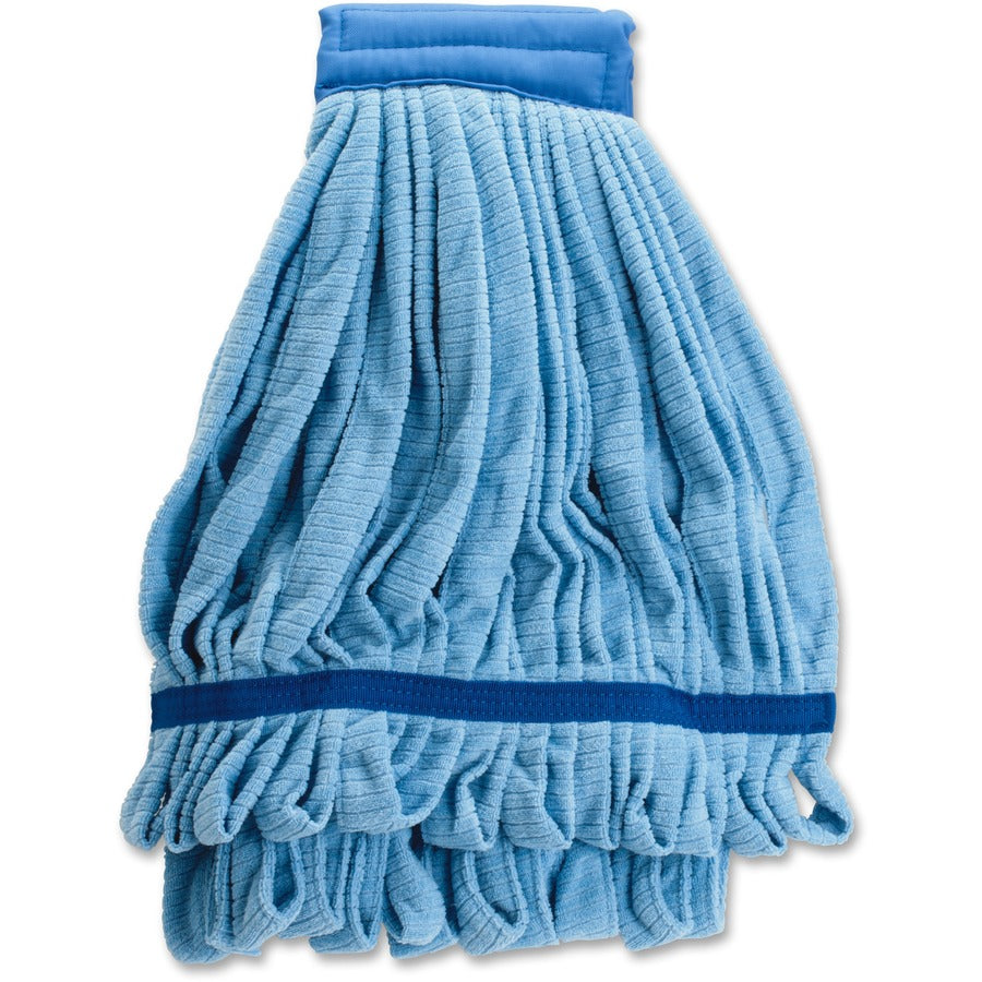 Genuine Joe Microfiber Wet Mophead Refill - Medium - MicroFiber - Blue - 1 Each