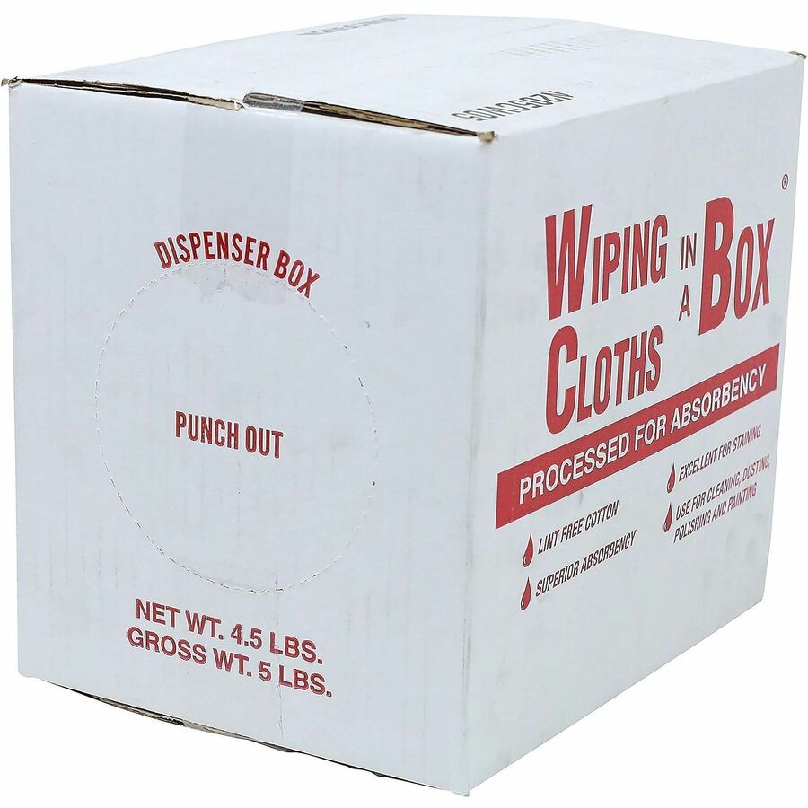Office Snax Multipurpose Cotton Wiping Cloths - For Multipurpose - Lint-free, Absorbent, Washable, Reusable - White, Red - 1 Box