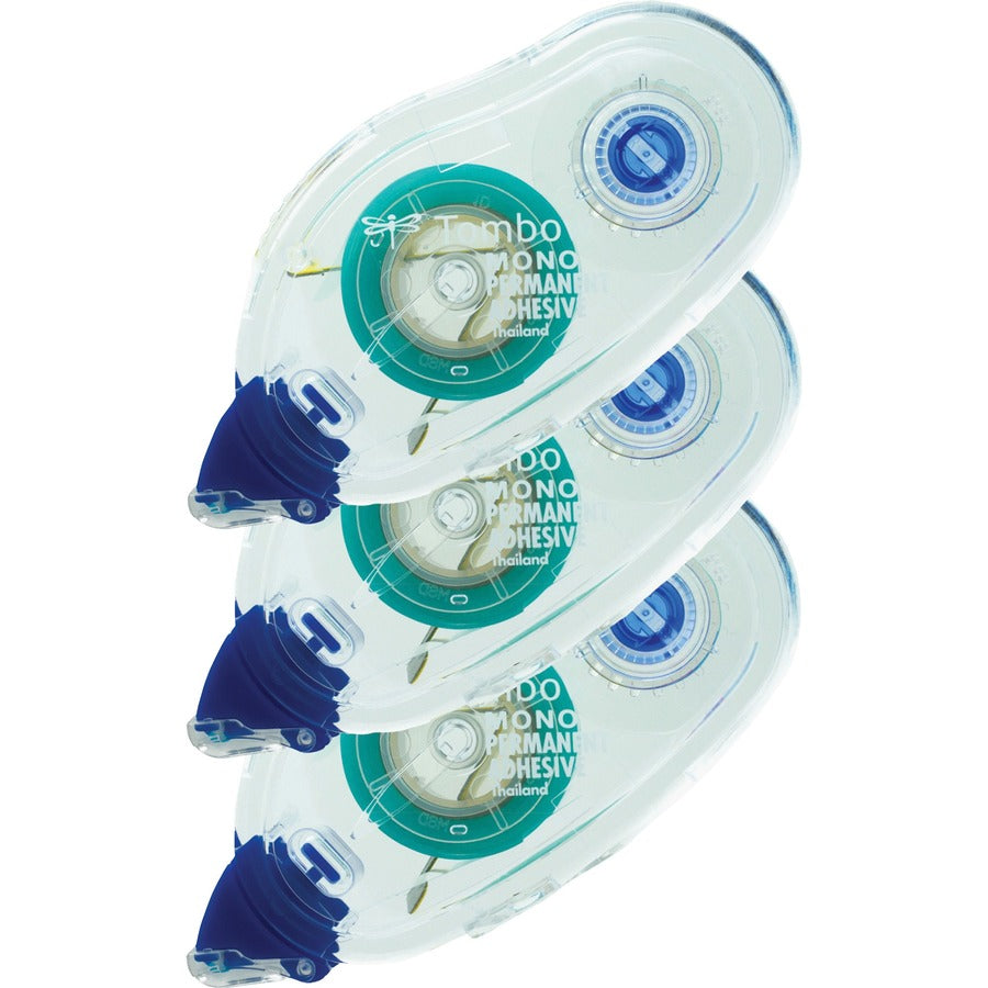 Tombow Mono Permanent Adhesive Applicator Refill - 13.11 yd Length x 0.33" Width - Clear - For Paper, Photo, Photo Album, Card - 3 / Pack