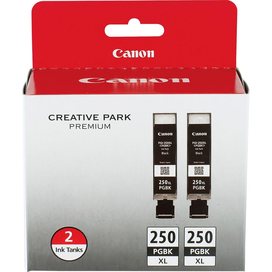 Canon PGI-250 XL Original High Yield Inkjet Ink Cartridge - Twin-pack - Pigment Black - 2 / Pack - Inkjet - High Yield - Pigment Black - 2 / Pack