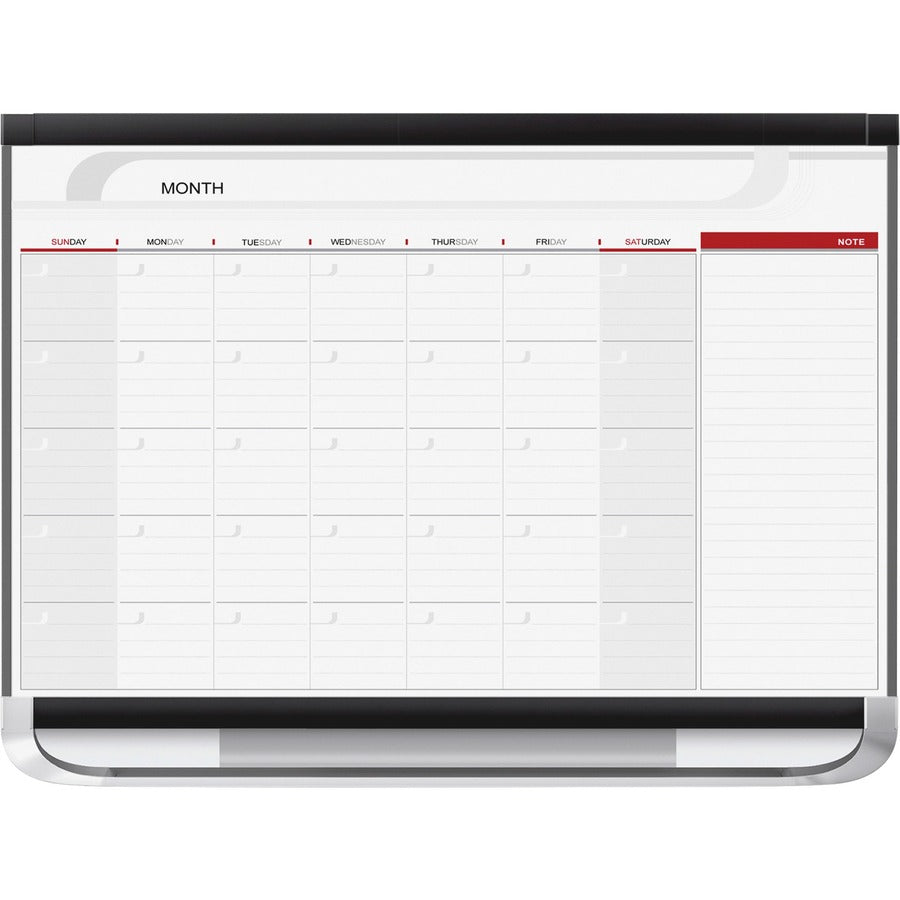 Quartet Prestige 2 Magnetic Monthly Calendar Board - Monthly - 1 Month - Graphite, White - Steel - 24" Height x 36" Width - 1 Each - TAA Compliant