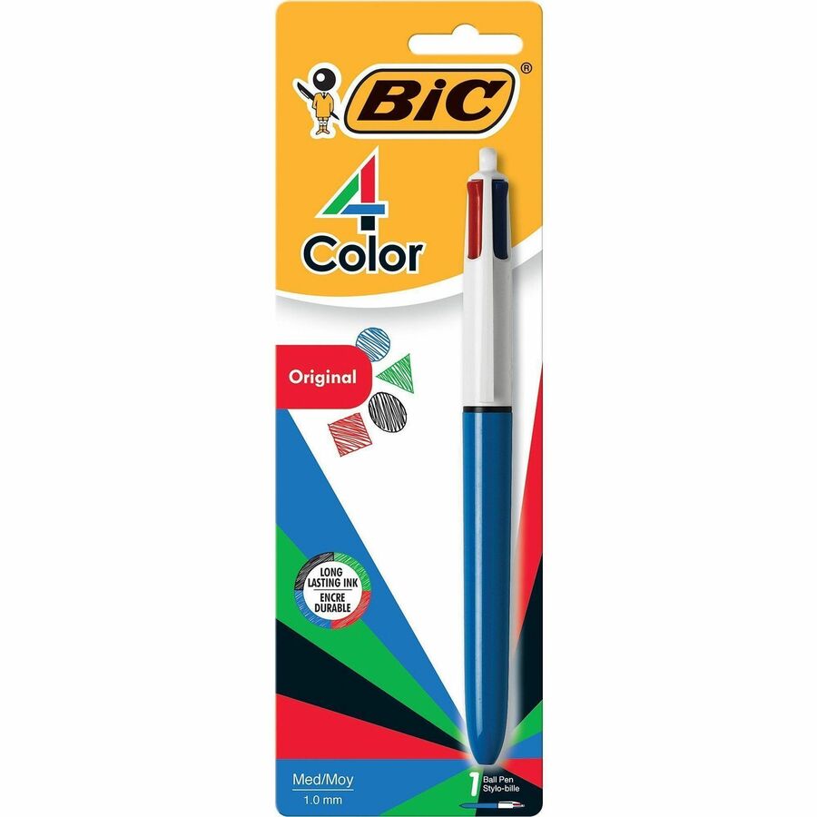 BIC 4-Color Retractable Pen - Refillable - Retractable - Multi, Black, Red, Green Ink - 1 Pack