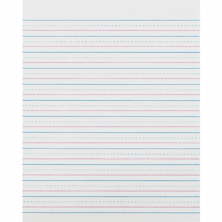 Zaner-Bloser Pacon Broken Midline Sulphite Paper - 500 Sheets - 0.50" Ruled - 8" x 10 1/2" Sheet Size - White Paper - 1 Ream