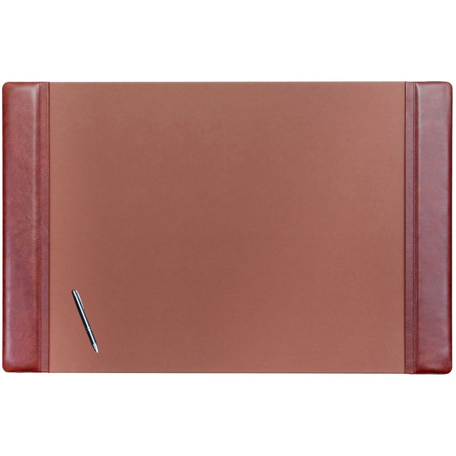 Dacasso Leather Side-Rail Desk Pad - Rectangular - 38" Width x 24" Depth - Velveteen Backing - Leatherette - Mocha