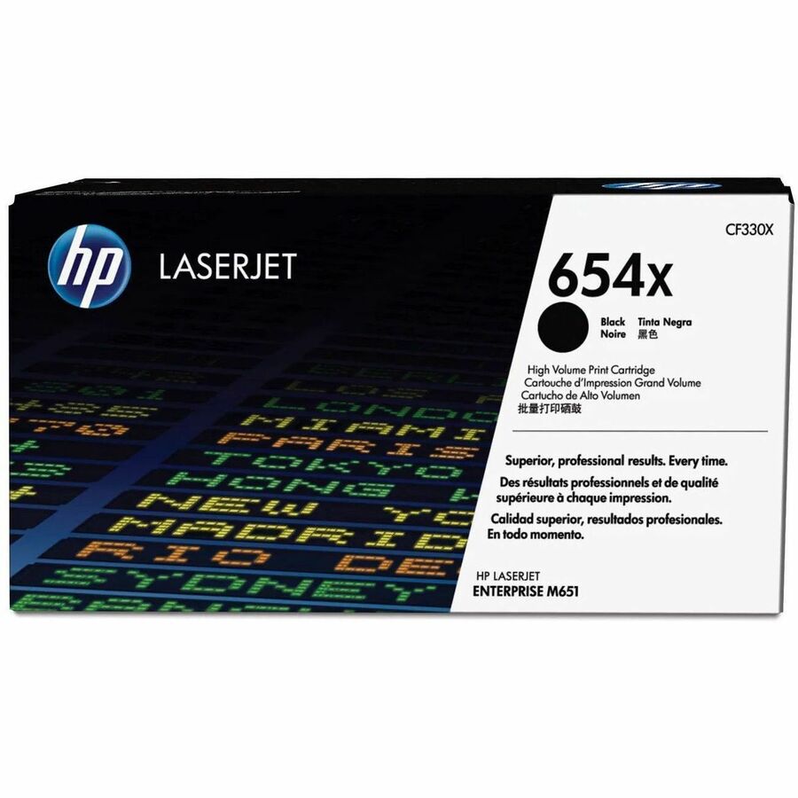 HP 654X (CF330X) Original High Yield Laser Toner Cartridge - Single Pack - Black - 1 Each - 19500 Pages