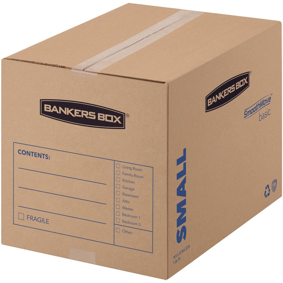 Bankers Box SmoothMove Basic Moving Boxes - Internal Dimensions: 12" Width x 16" Depth x 12" Height - External Dimensions: 12.3" Width x 16.5" Depth x 12.6" Height - Heavy Duty - Corrugated - Kraft, Black - 1 Carton