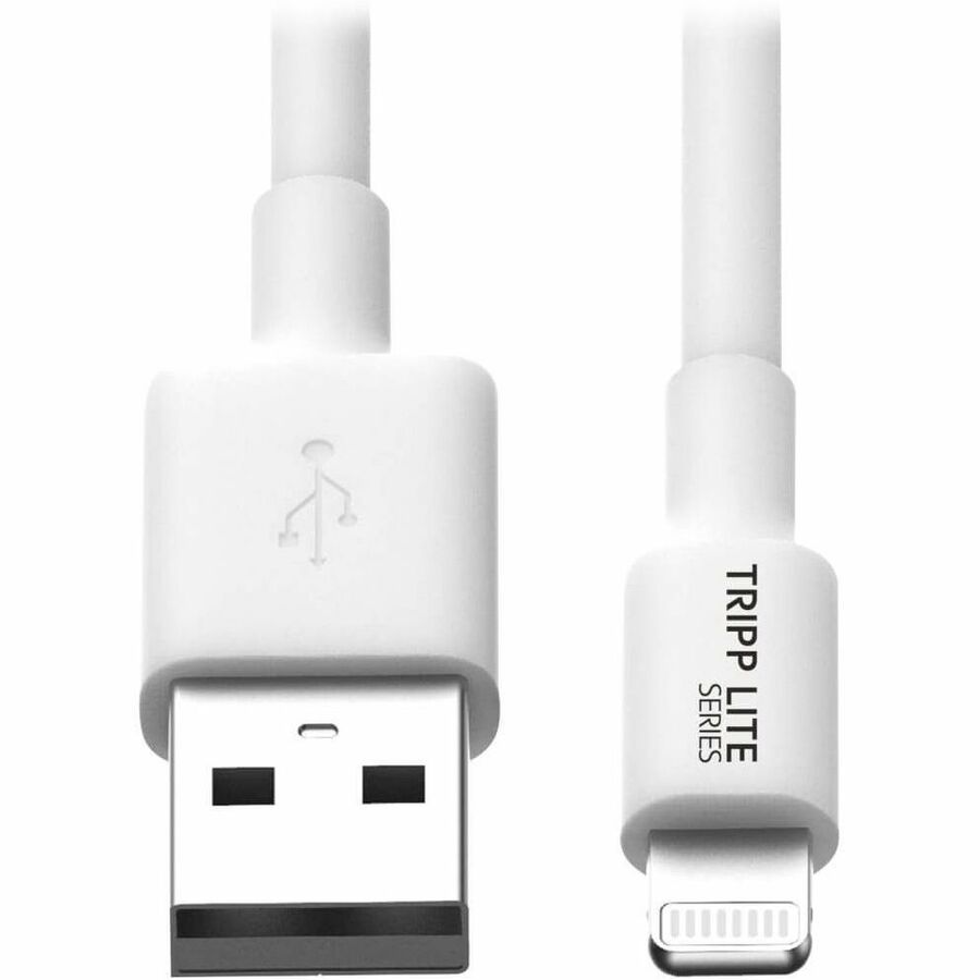 Tripp Lite series 3ft (1M) White USB Sync / Charge Cable with Lightning Connector - 3 ft Lightning/USB Data Transfer Cable for iPad, iPhone, iPod - First End: 1 x USB Type A - Male - Second End: 1 x Lightning - Male - MFI - White - 1 Each